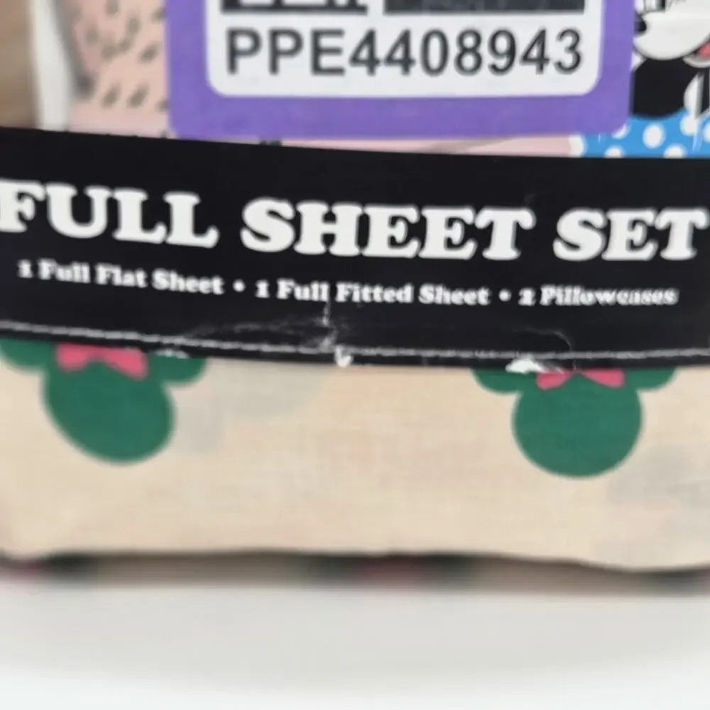 Disney Minnie Mouse Light Peach FULL Sheet Set Cotton Coquette GIRLHOODCORE NEW!